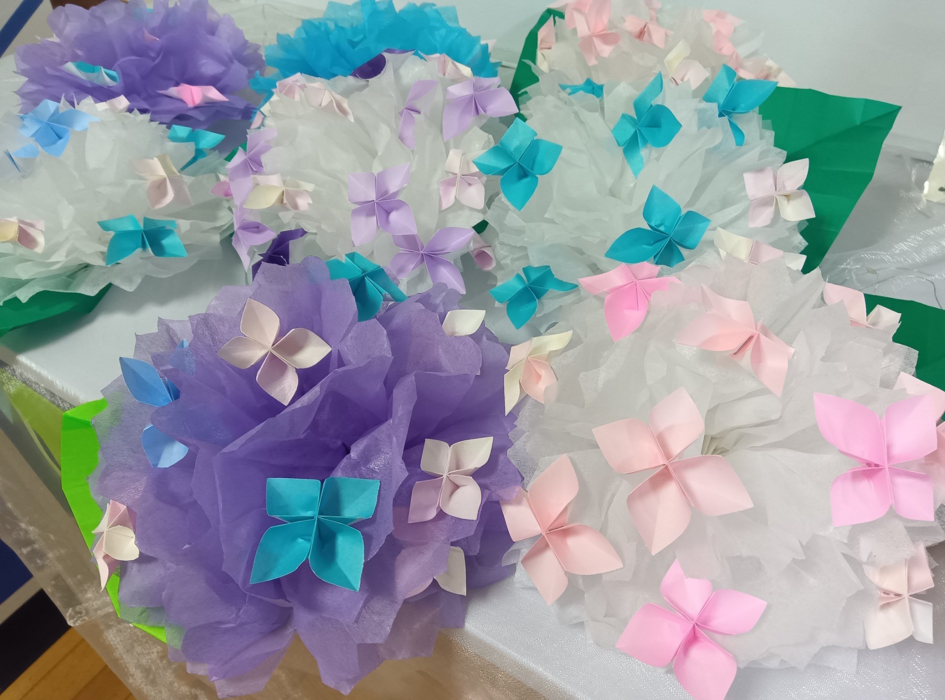 ＜デイケア＞紫陽花の壁飾り